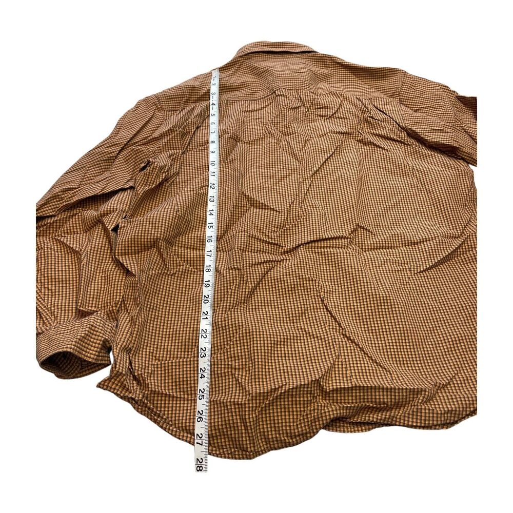 Columbia Shirt Men's Large Yellow Brown Mini Gingham Cotton Classic Button-Down - Picture 4 of 7